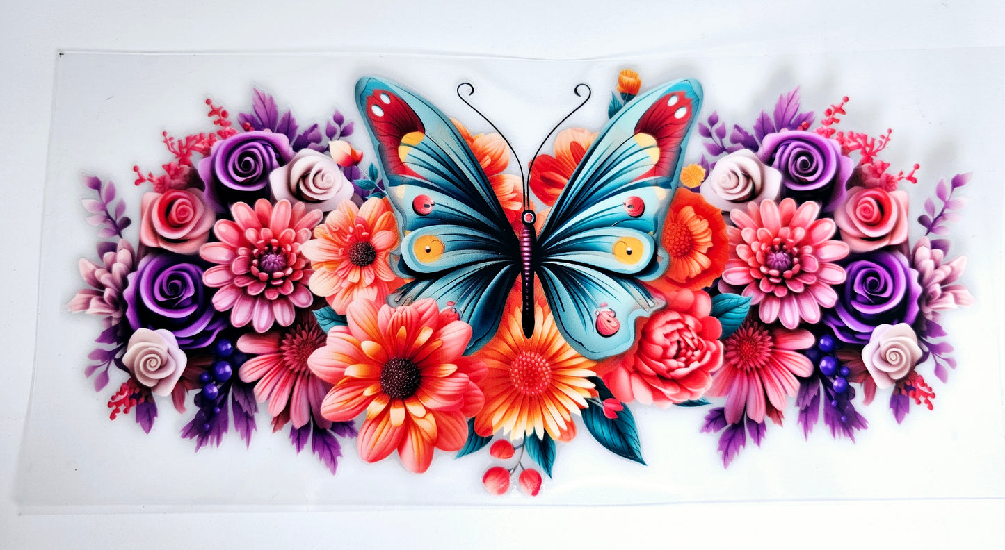 Teal Butterfly - UVDTF Wrap for cups/hard surfaces sticker