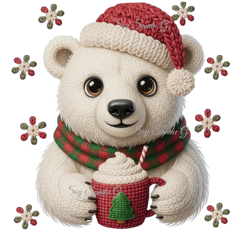 Embroidered Polar Bear - UVDTF Decal for cups/hard surfaces sticker