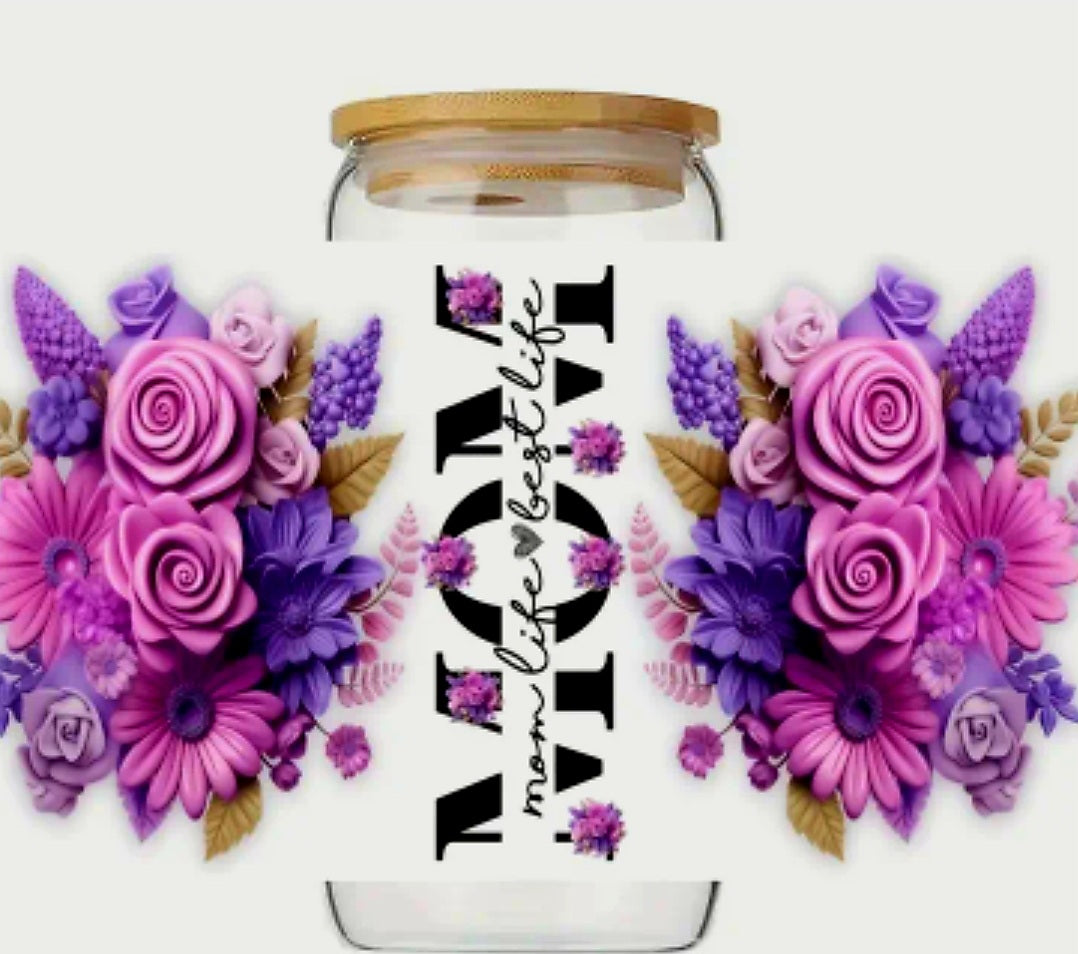 Mom Purple & Pink Rose - UVDTF Wrap for cups/hard surfaces sticker
