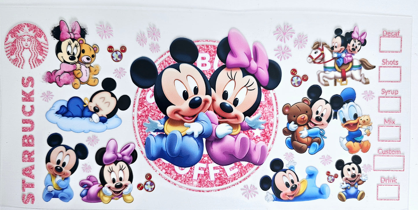Baby Mickey & Minnie Starbucks - UVDTF Wrap for cups/hard surfaces sticker