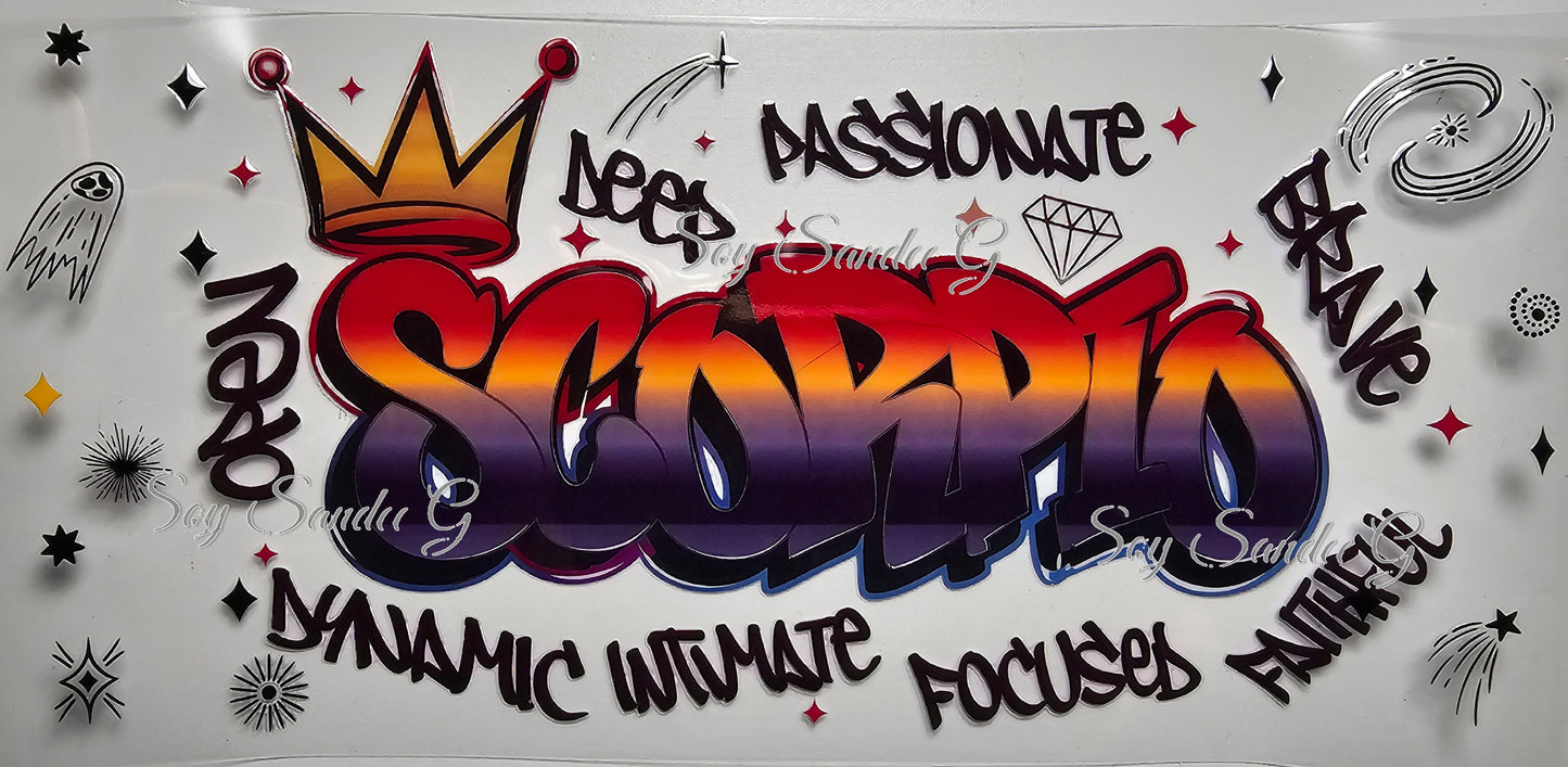 Graffiti Scorpio - UVDTF Wrap for cups/hard surfaces sticker
