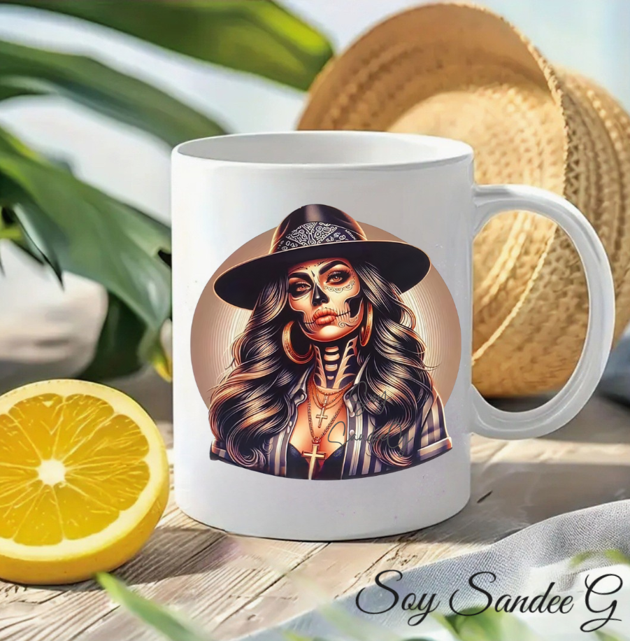 Sexy Skully with her Hat - UVDTF Decal for cups/hard surfaces sticker