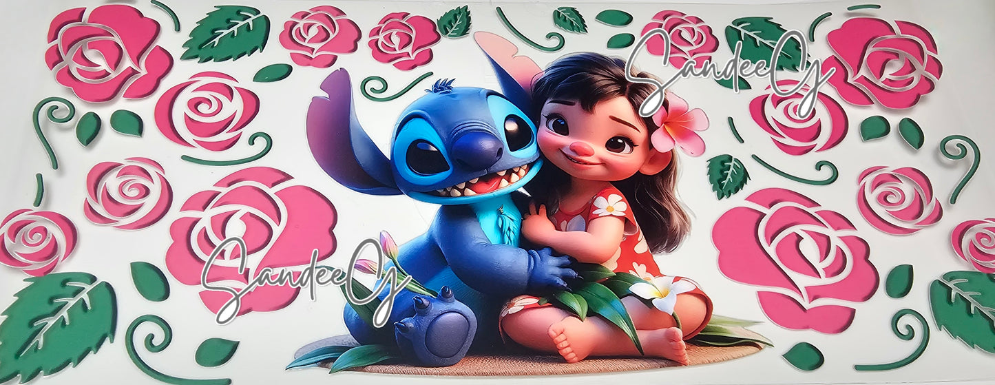 Lilo & Stitch Roses - UVDTF Wrap for cups/hard surfaces sticker