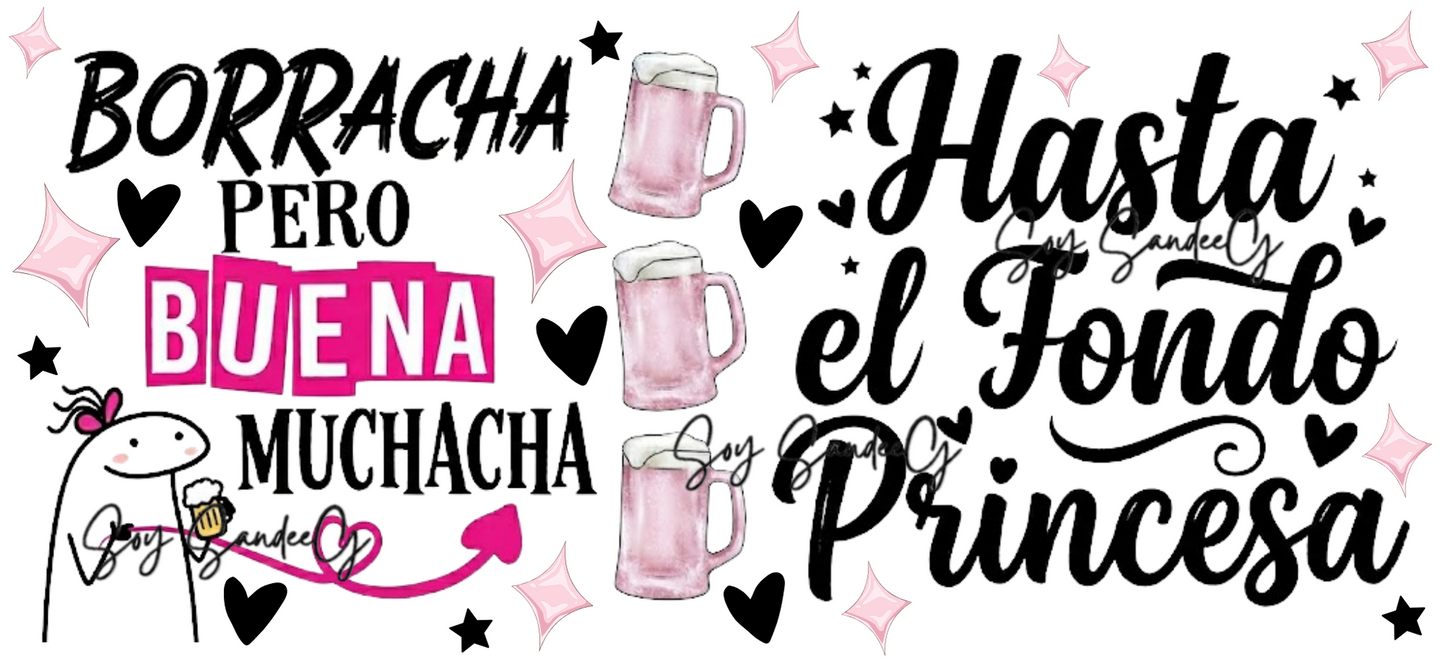 Hasta el Fondo Princesa - UVDTF Wrap for cups/hard surfaces sticker