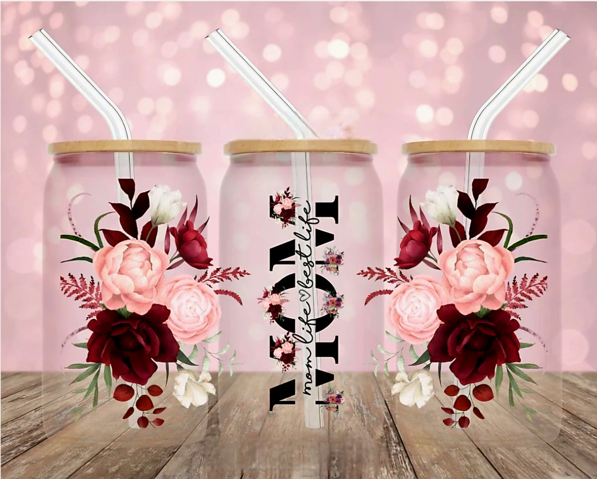 Mom Pink & Red Rose - UVDTF Wrap for cups/hard surfaces sticker
