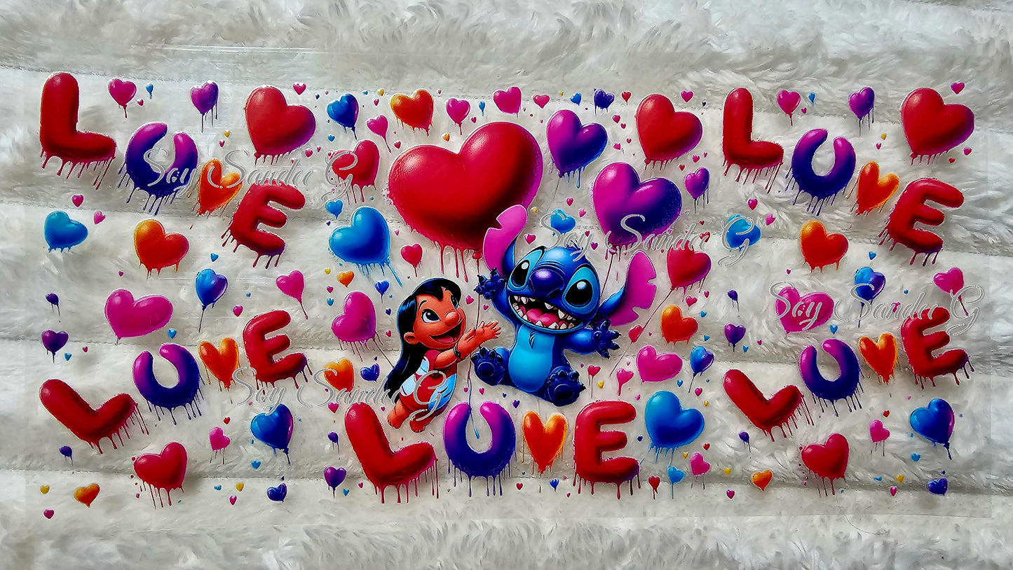 Lilo & Stich Hearts - UVDTF Wrap for cups/hard surfaces sticker