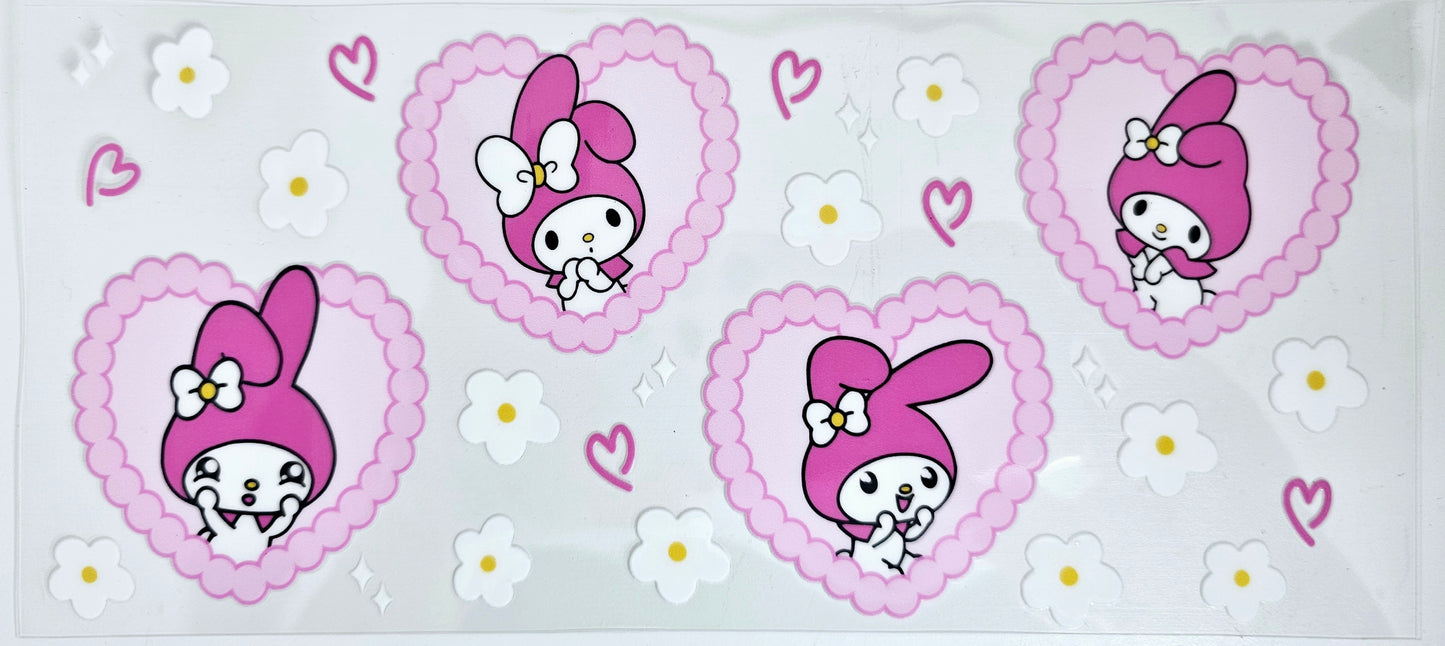My Melody Pink Hearts - UVDTF Wrap for cups/hard surfaces sticker