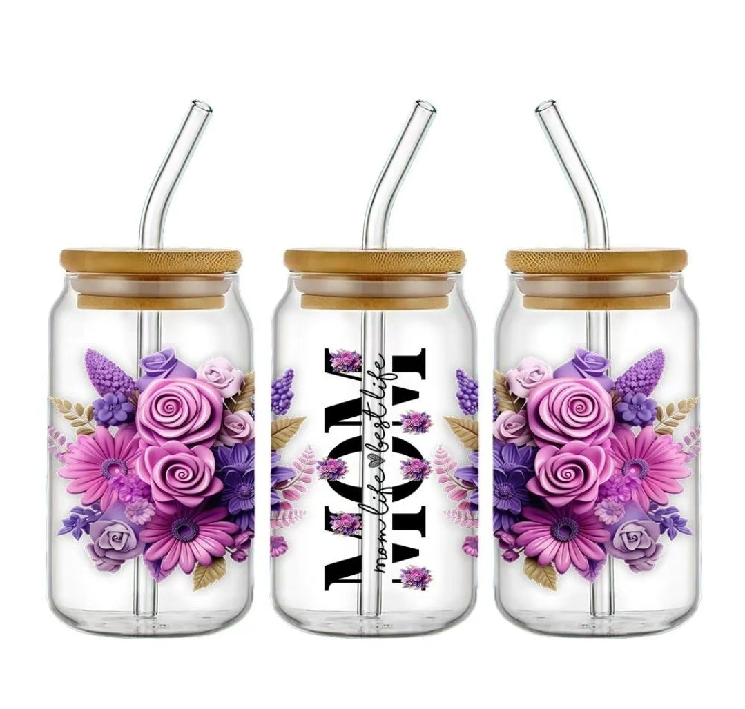Mom Purple & Pink Rose - UVDTF Wrap for cups/hard surfaces sticker
