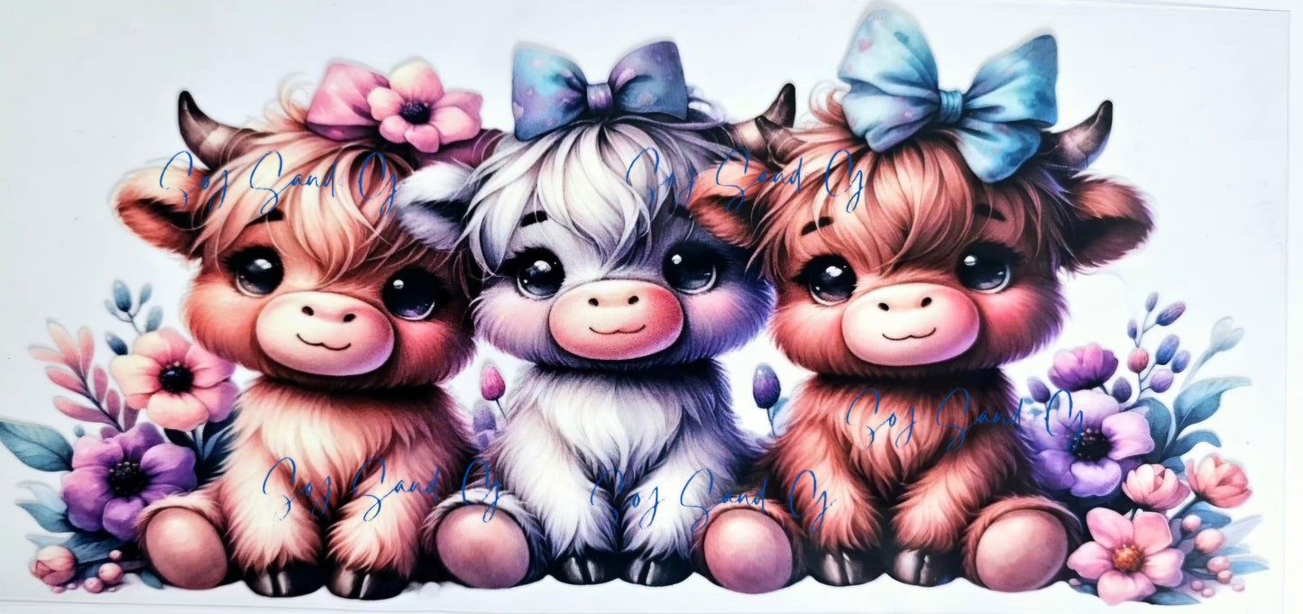3 Adorable Cows - UVDTF Wrap for cups/hard surfaces sticker