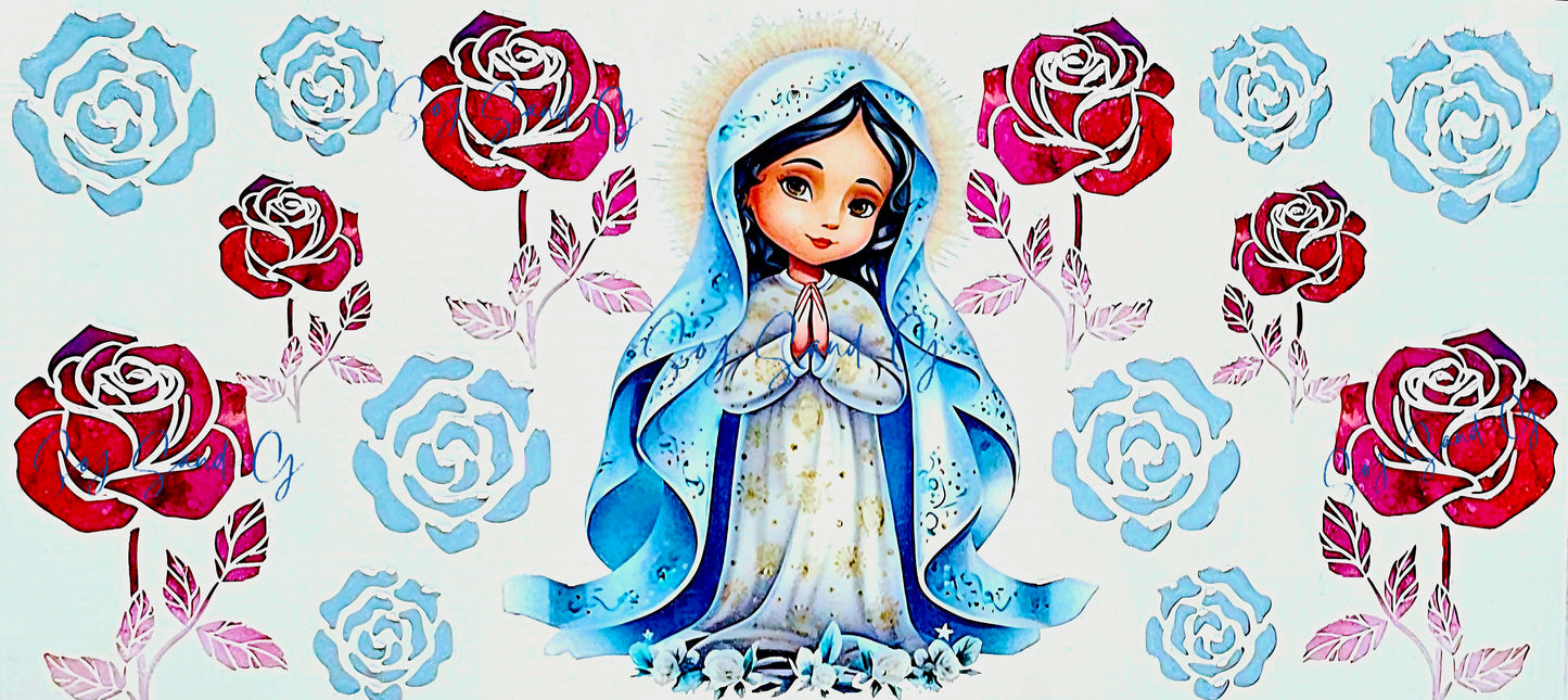 Virgen de Guadalupe Blue Shall - UVDTF Wrap for cups/hard surfaces sticker