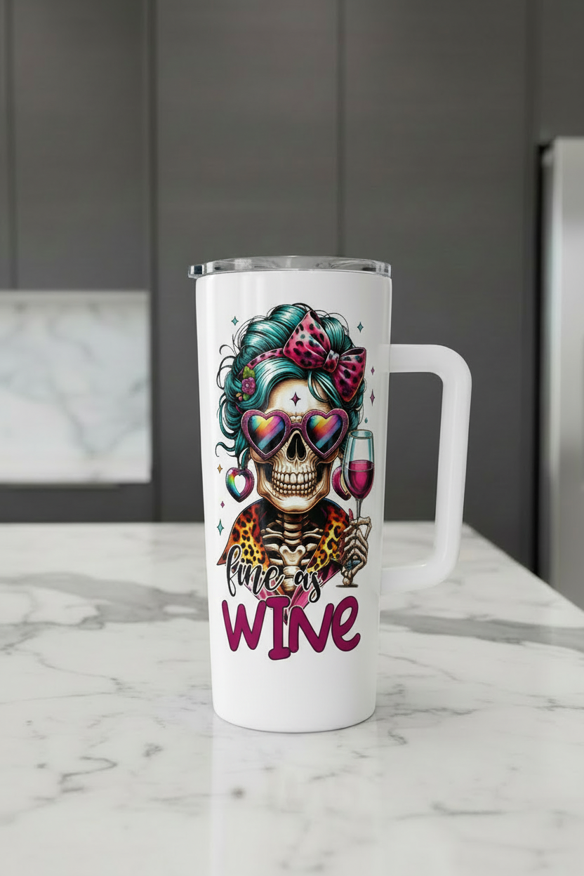 Calcomanía UVDTF de esqueleto fino como el vino