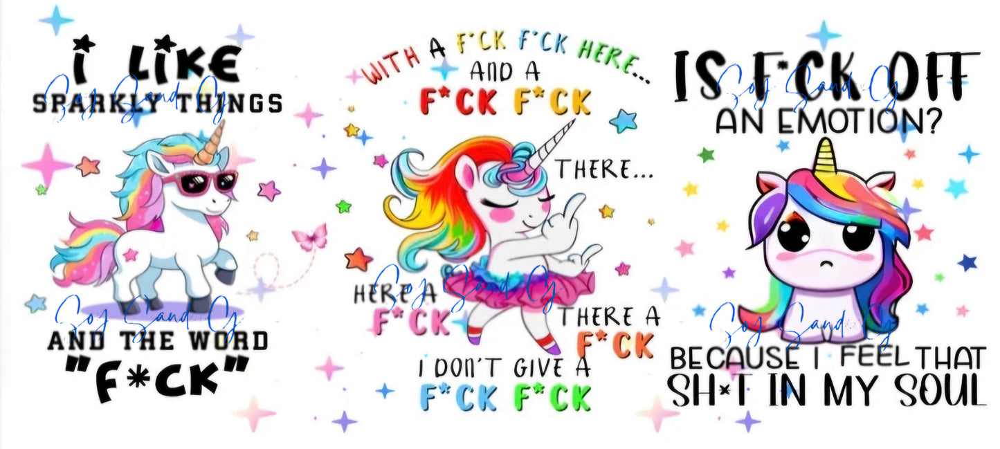 Envoltura UVDTF de unicornio sarcástico