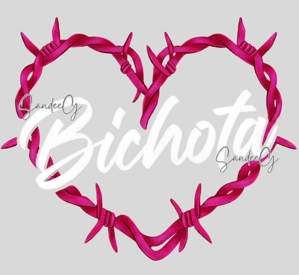 Bichota Heart Dark Pink - UVDTF Decal - Clear Background 4" for cups/hard surfaces sticker