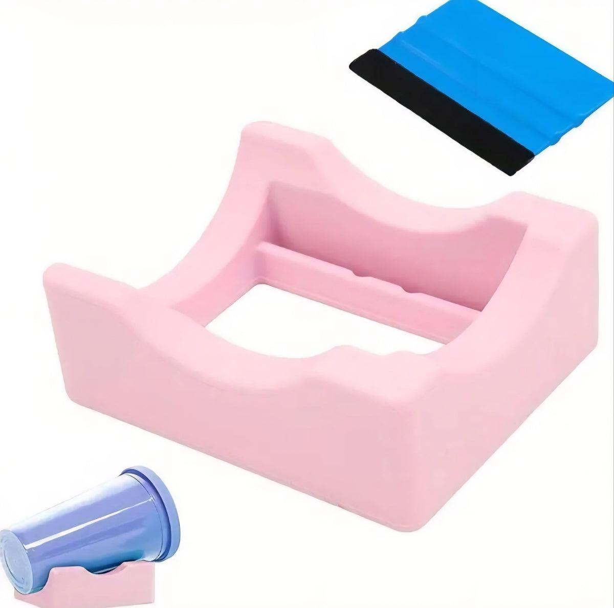 Cradle to help apply UVDTF wrap on cups/tumblers