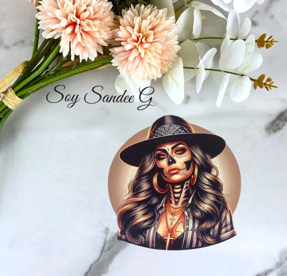 Sexy Skully with her Hat - UVDTF Decal for cups/hard surfaces sticker