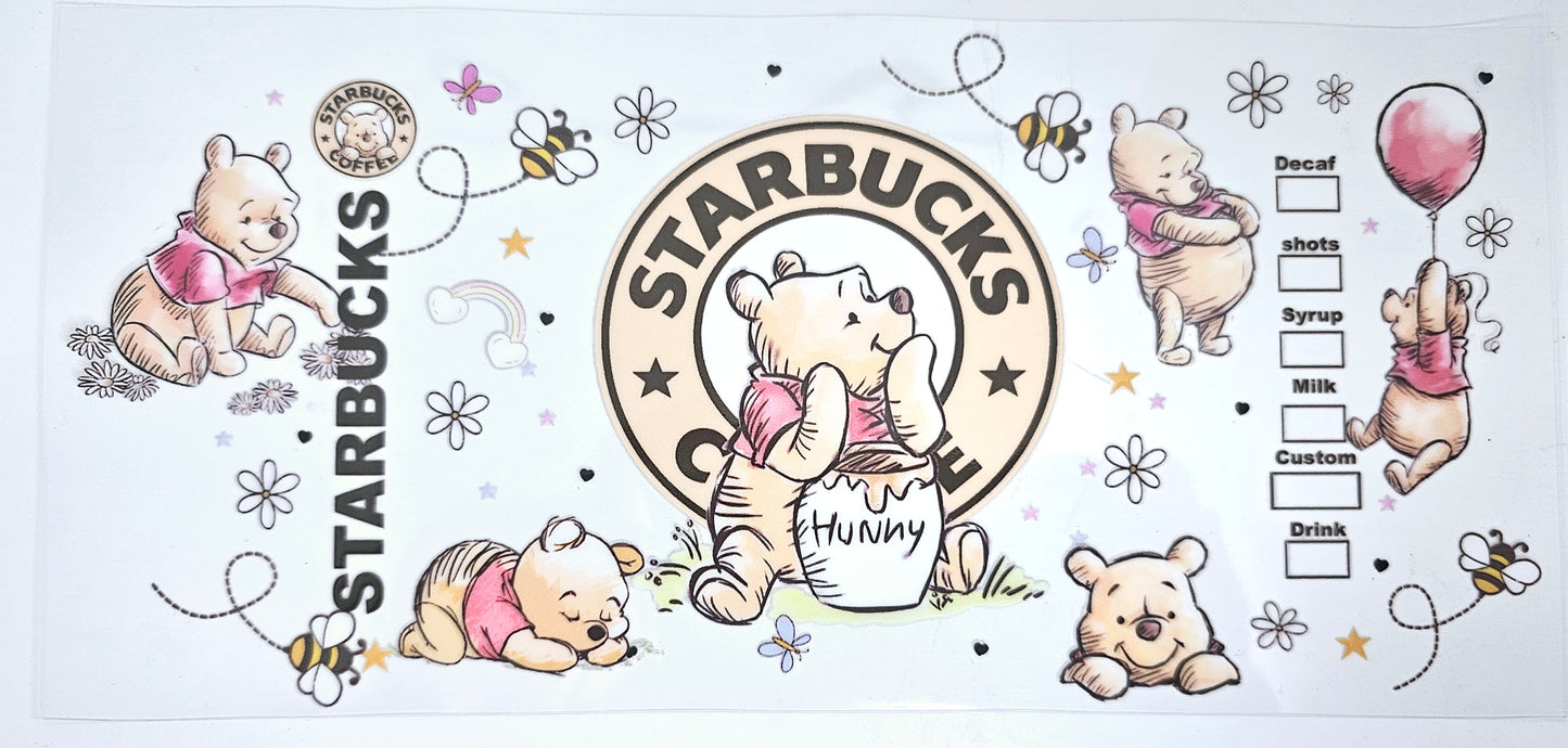 Classic Pooh Starbucks - UVDTF wrap for cups/hard surfaces sticker