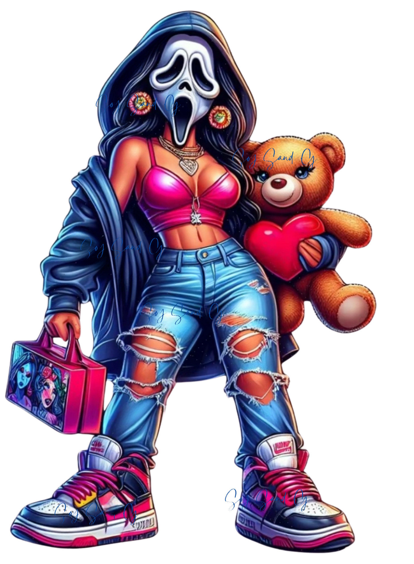 Masked Cutie with her Teddy Bear - UVDTF Decal for cups/hard surfaces sticker