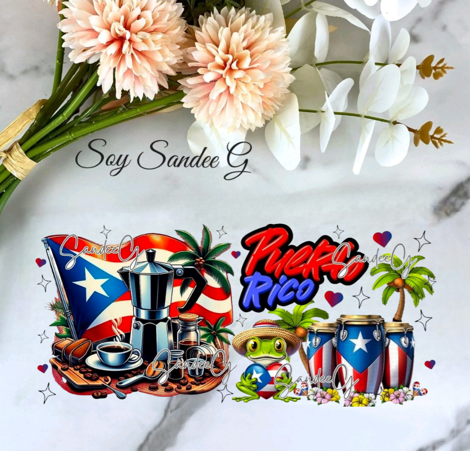 Puerto Rico Cafe & Ritmo - UVDTF Wrap for cups/hard surfaces sticker