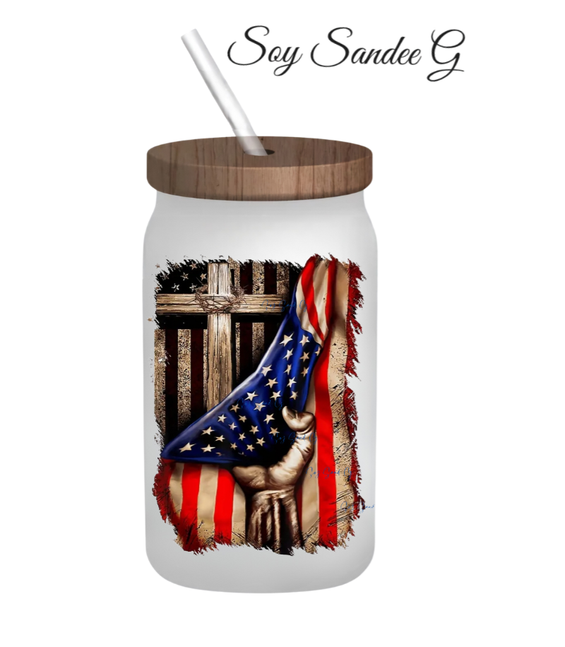 Patriotic Flag & Cross - UVDTF Decal for cups/hard surfaces sticker