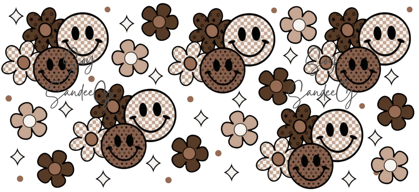 Brown Smiley Faces - UVDTF wrap for cups/hard surfaces sticker