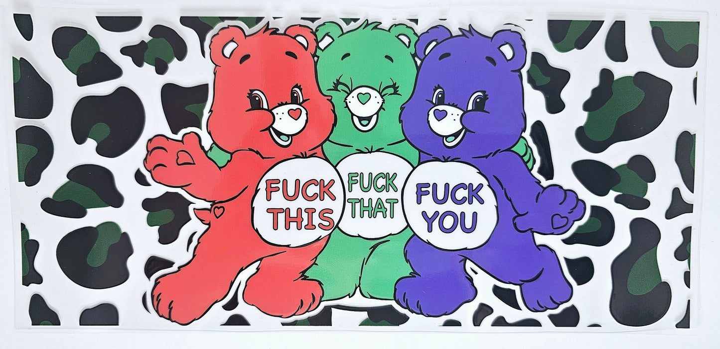 3 F'd Naughty Bear - UVDTF wrap for cups/hard surfaces sticker
