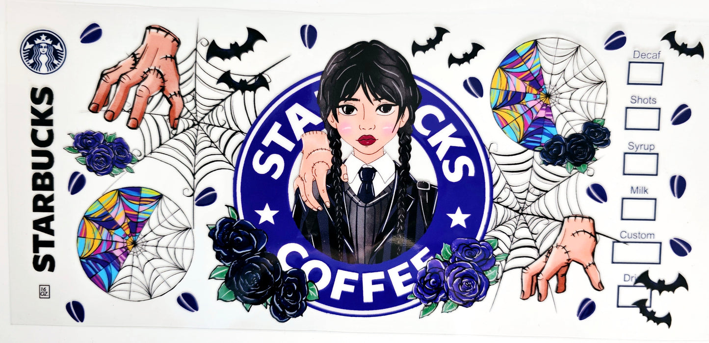 Wednesday Starbucks #2 - UVDTF Wrap for cups/hard surfaces sticker