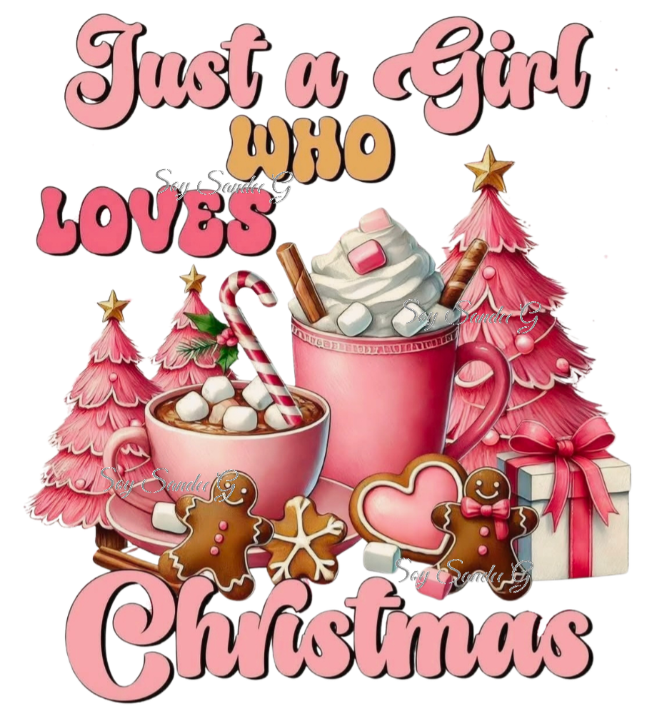 Just a Girl who Loves Xmas (Pink)- UVDTF Decal for cups/hard surfaces sticker