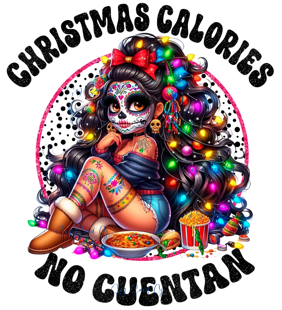 Christmas Calories Don't Count Skully - UVDTF Decal for cups/hard surfaces sticker
