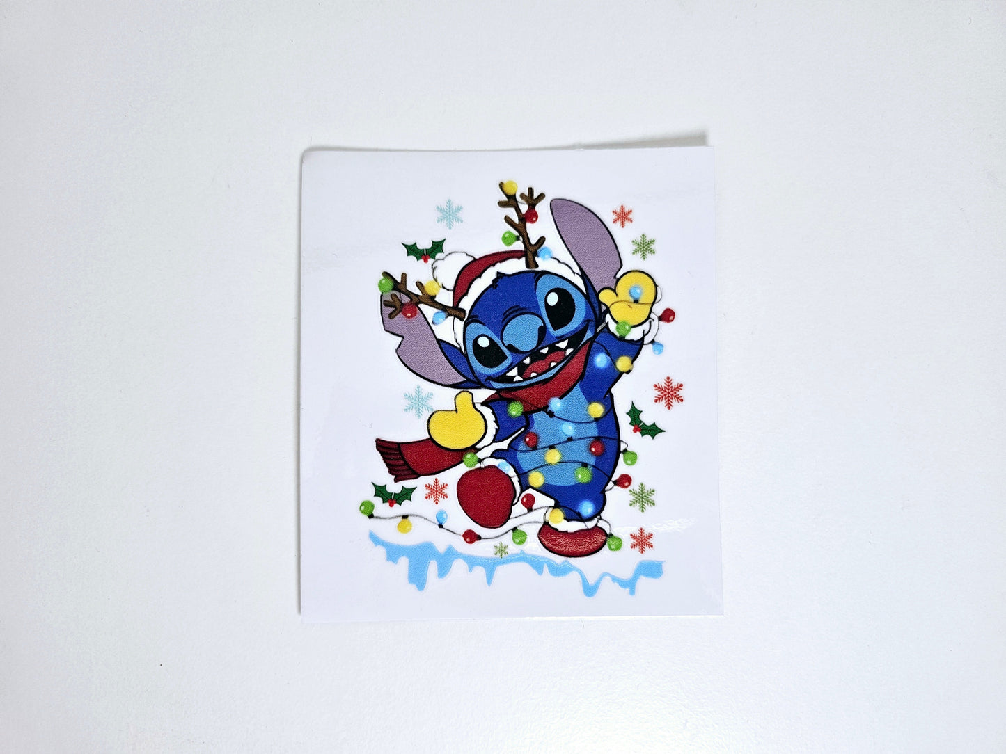 Calcomanía UVDTF con luces de punto de reno