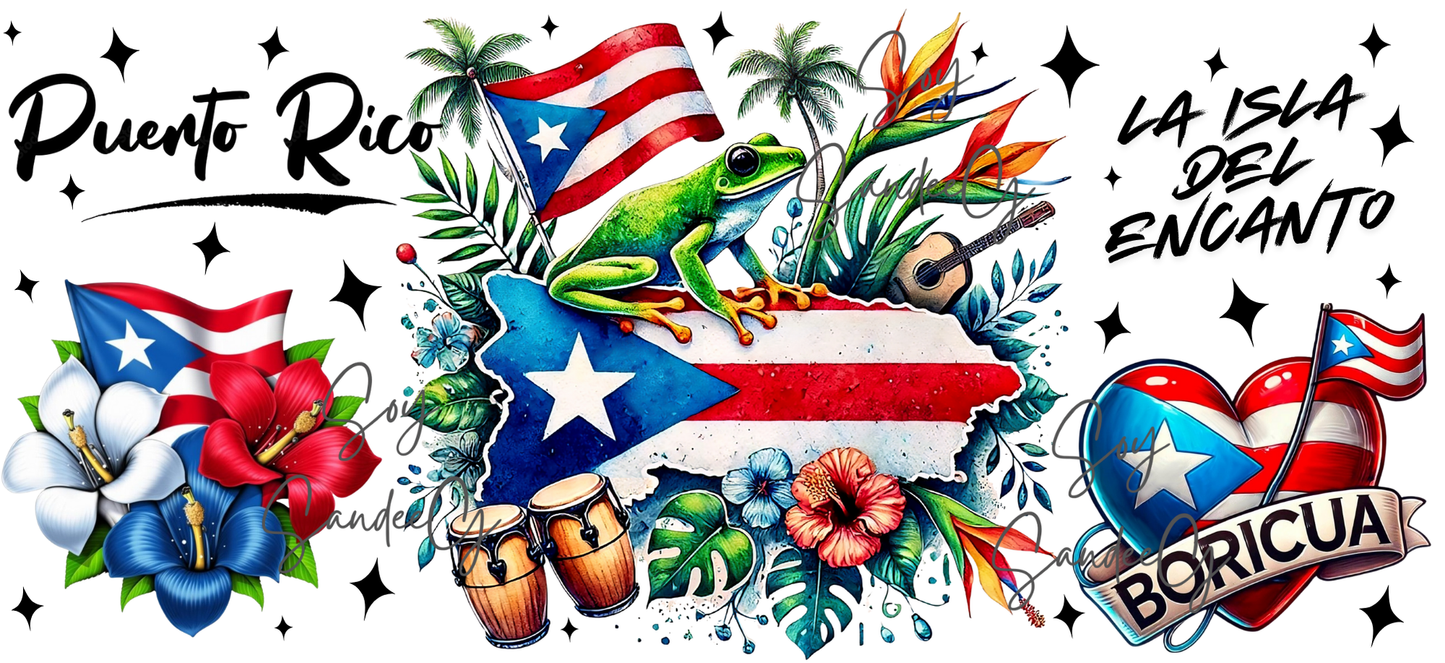 Puerto Rico - UVDTF Wrap for cups/hard surfaces sticker