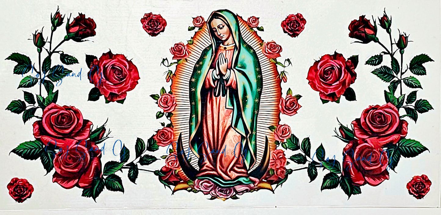 Virgen de Guadalupe & Roses #2 - UVDTF Wrap for cups/hard surfaces sticker