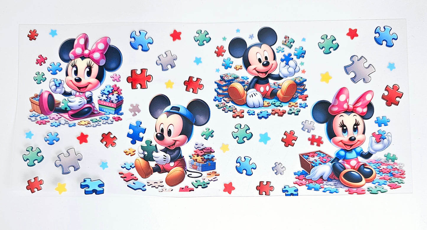 Mickey & Minnie Autism - UVDTF Wrap for cups/hard surfaces sticker