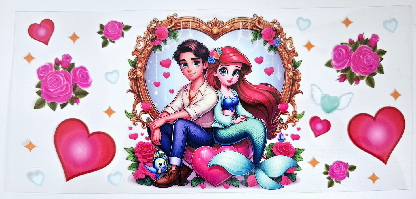 Ariel & her Prince Heart - UVDTF wrap for cups/hard surfaces sticker