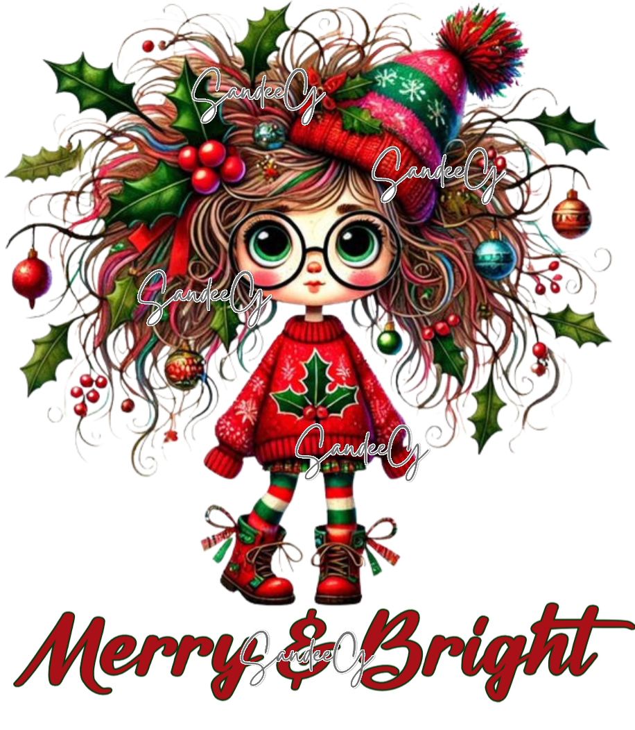 Merry & Bright Girl - UVDTF Decal for cups/hard surfaces sticker