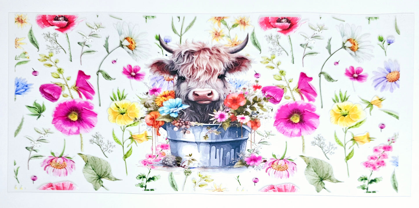 Highland Cow #10 - UVDTF Wrap for cups/hard surfaces sticker