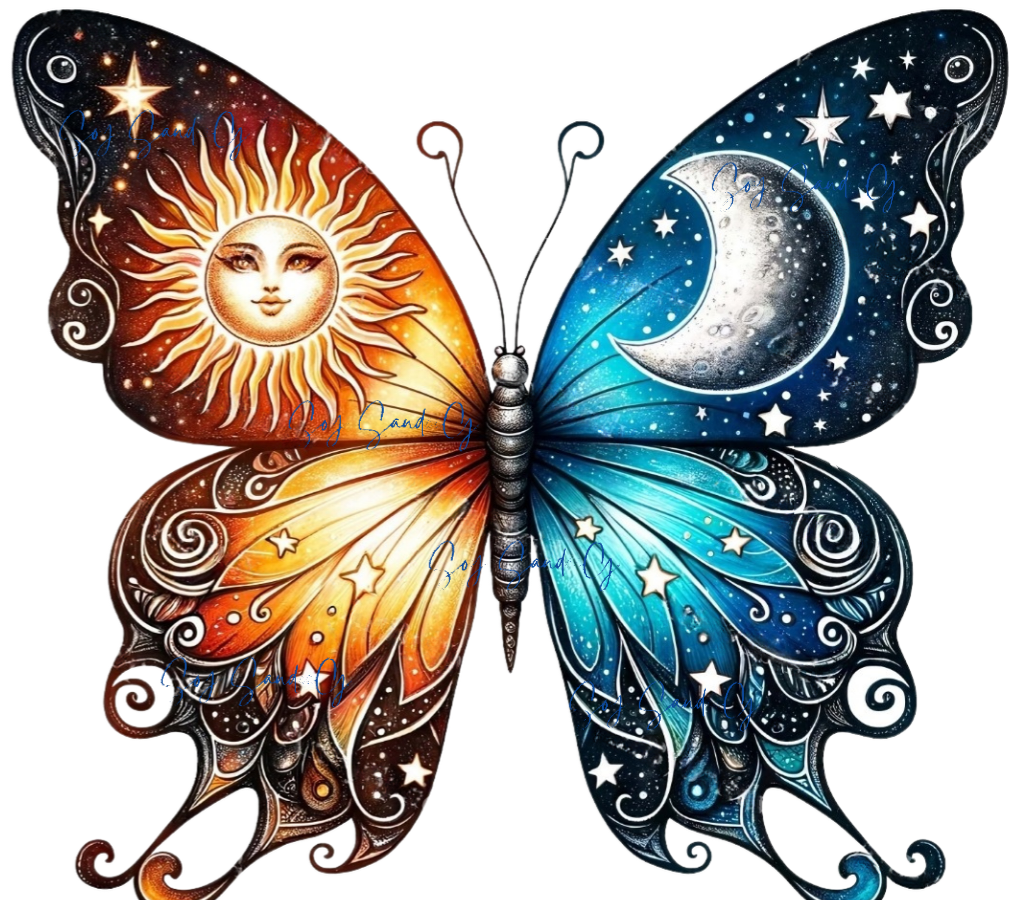 Sun & Moon Butterfly - UVDTF Decal for cups/hard surfaces sticker