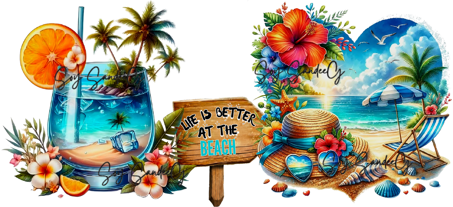 Life is Better at the Beach - UVDTF Wrap for cups/hard surfaces sticker