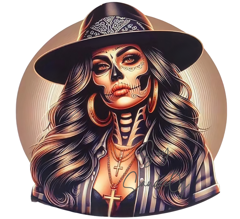 Sexy Skully with her Hat - UVDTF Decal for cups/hard surfaces sticker