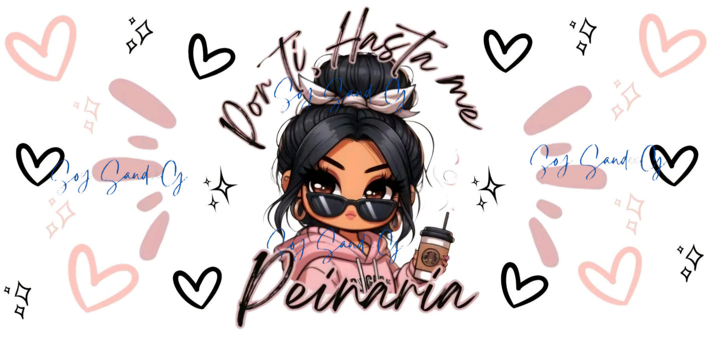 Messy Hair Girl - UVDTF Wrap for cups/hard surfaces sticker