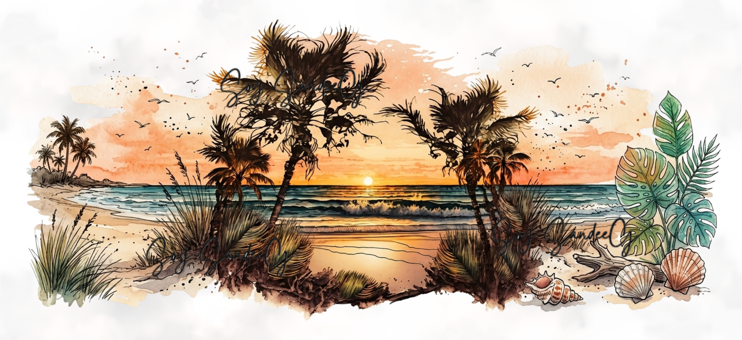 Golden Beach - UVDTF Wrap for cups/hard surfaces sticker