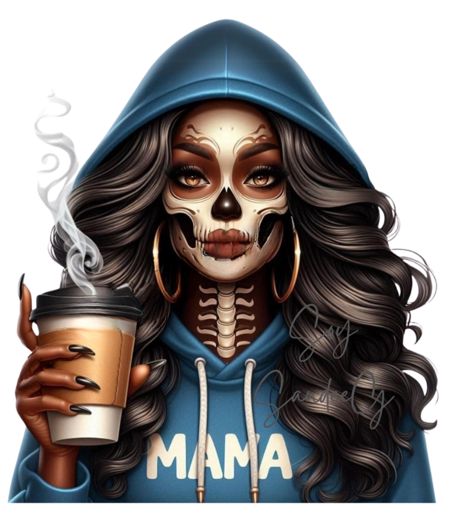 Blue Hoodie Mama Skully - UVDTF Decal for cups/hard surfaces sticker