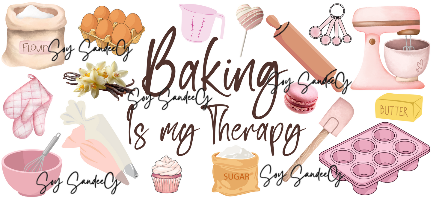 Baking is my Therapy - UVDTF Wrap for cups/hard surfaces sticker