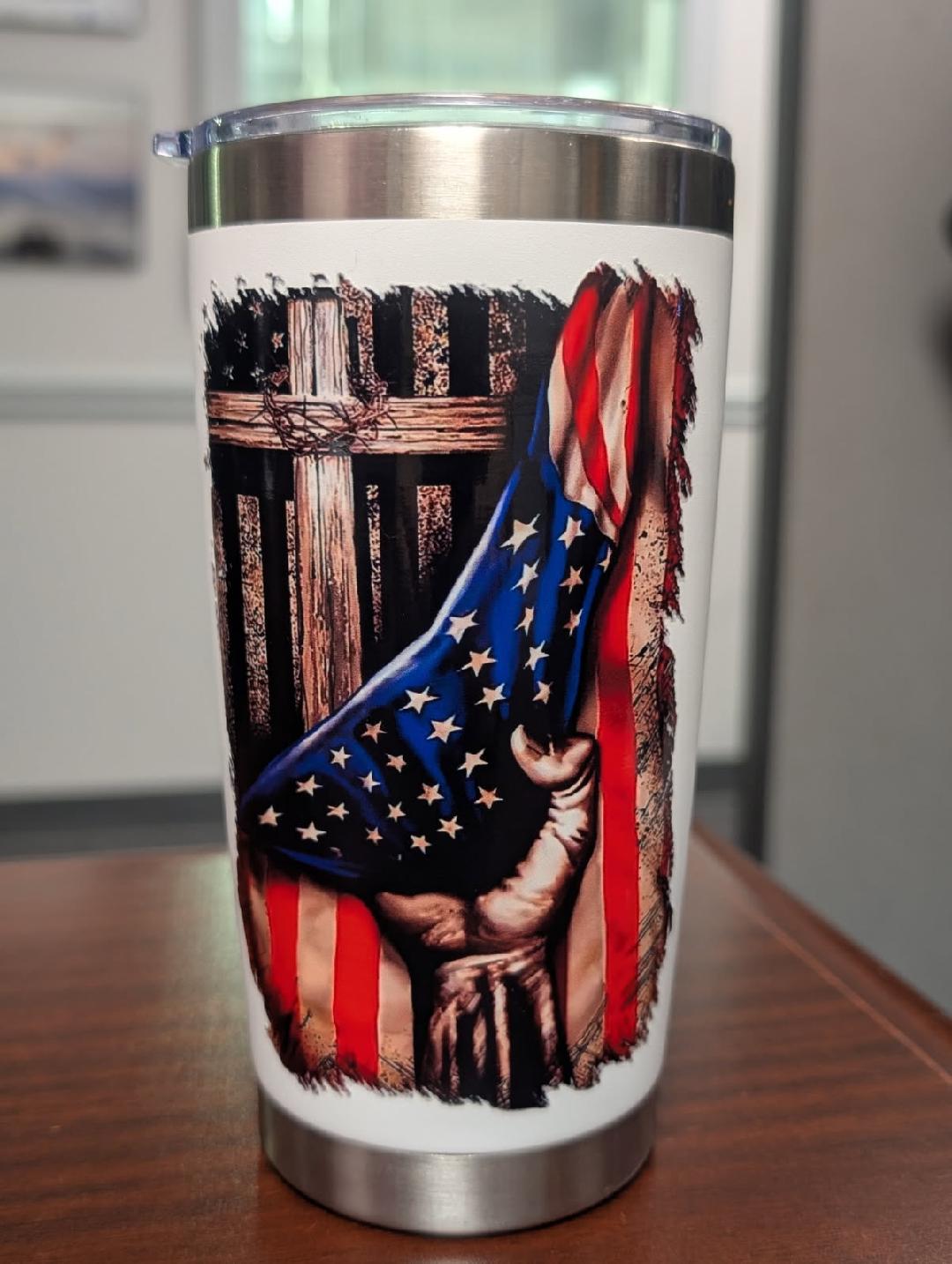 Patriotic Flag & Cross - UVDTF Decal for cups/hard surfaces sticker