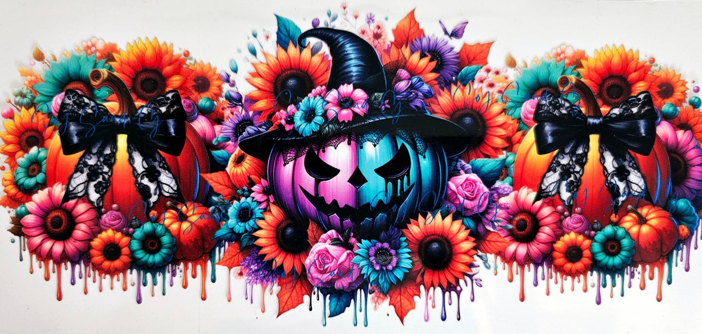 Bold Pumpkins & Flowers - UVDTF Wrap for cups/hard surfaces sticker