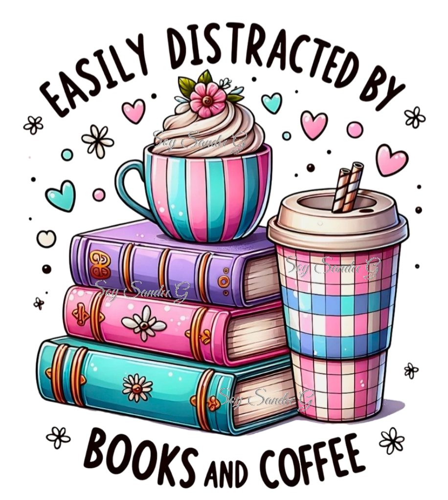 Easily Distracted by Books & Coffee - UVDTF Decal for cups/hard surfaces sticker