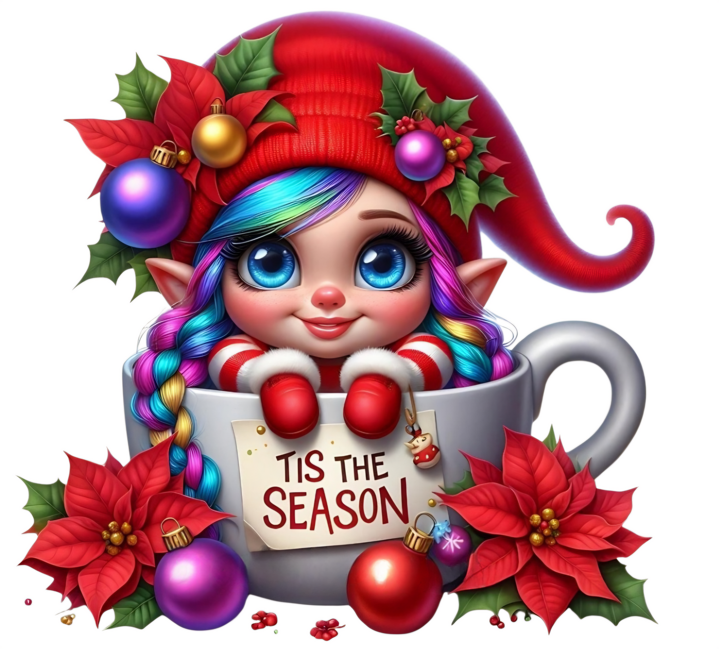 Elf in a Christmas Mug #2 - UVDTF Decal for cups/hard surfaces sticker