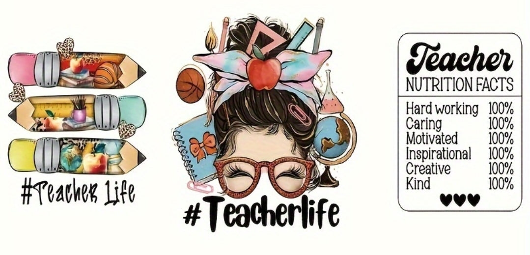 Teacherlife Pencils - UVDTF Wrap for cups/hard surfaces sticker
