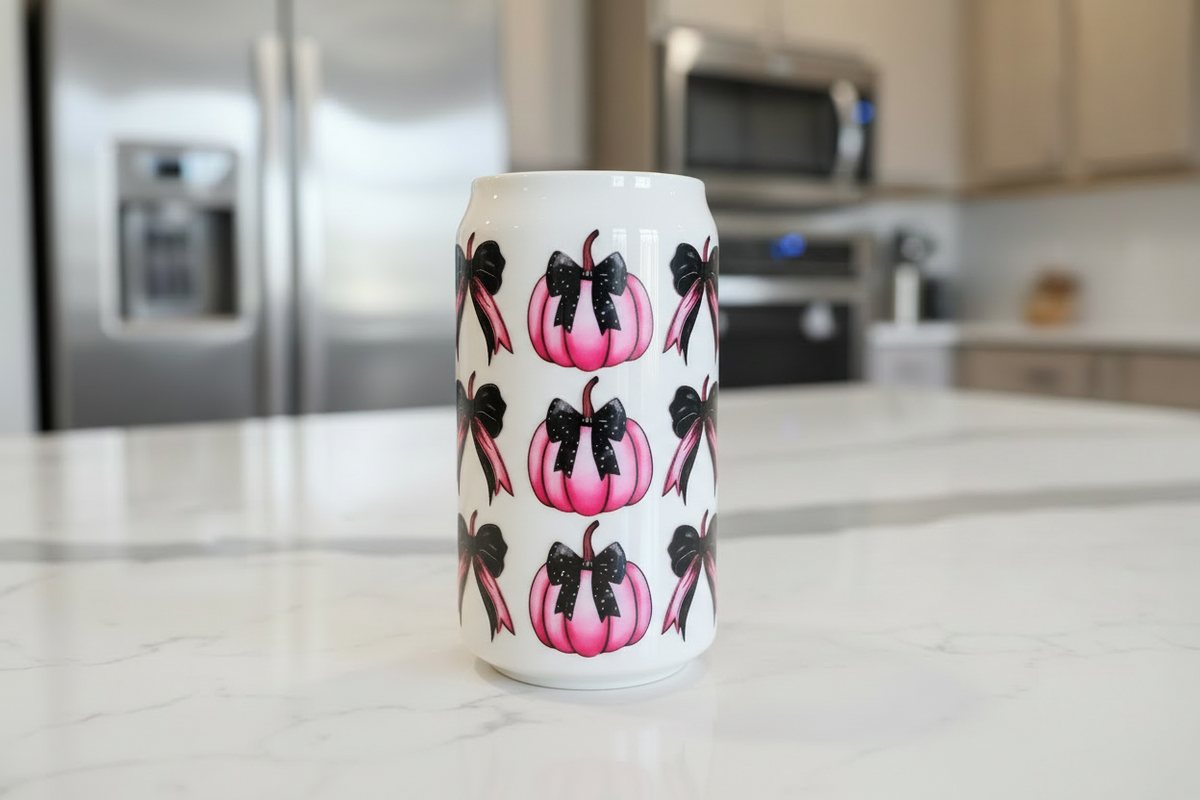 Pink Pumpkins & Bows - UVDTF Wrap for cups/hard surfaces sticker