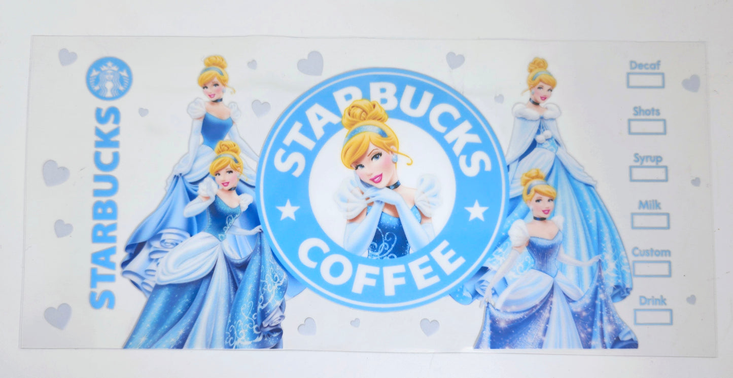 Cinderella Starbucks - UVDTF wrap for cups/hard surfaces sticker