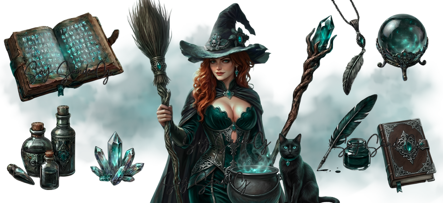 Green Witch - UVDTF Wrap for cups/hard surfaces sticker